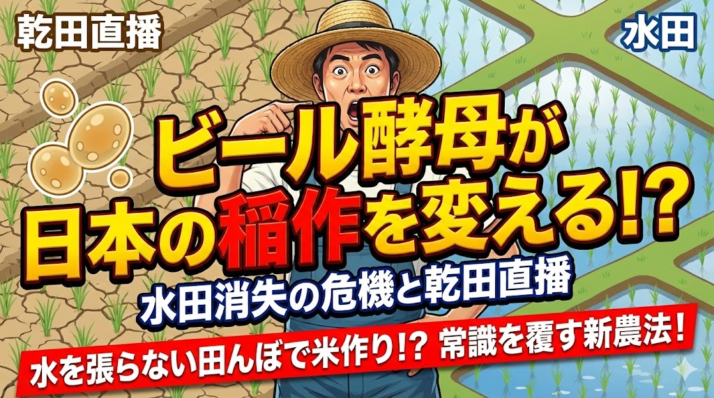 ビール酵母が日本の稲作を変える！？　米を乾いた土で育てる乾田直播と水田消失
