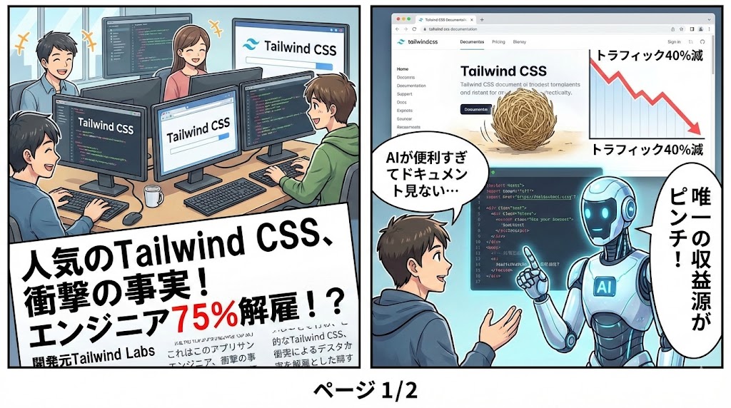 Tailwind CSS開発元がスタッフ75%リストラ！？　AIが追い込んだ人気オープンソースの現実