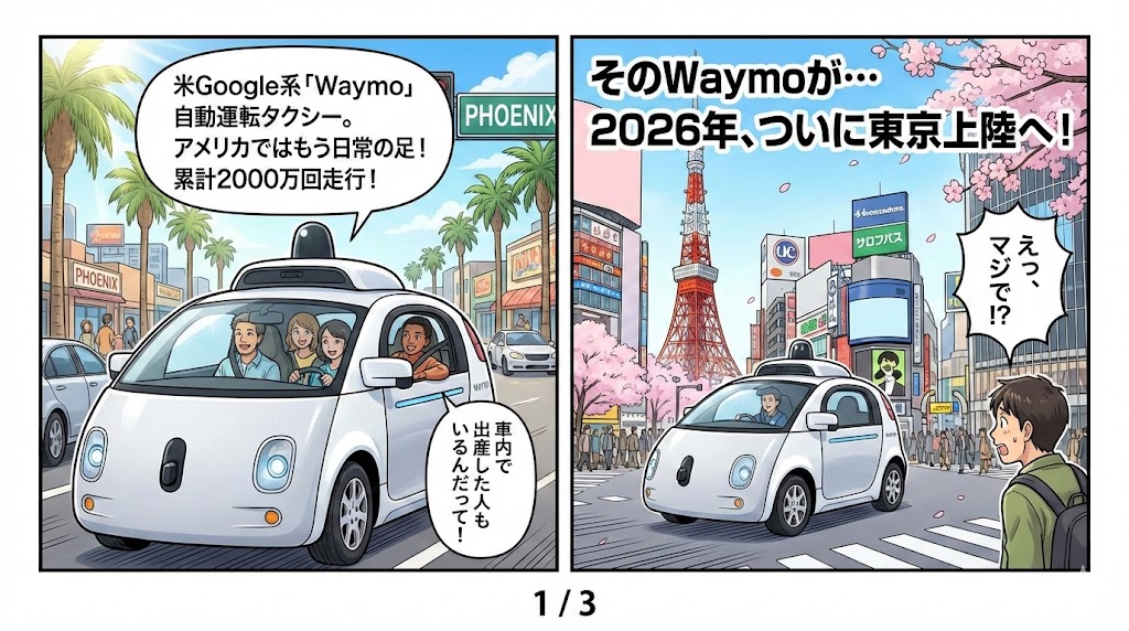 東京でロボタクシーが走るぞ! GoogleのWaymoが初めての海外進出!